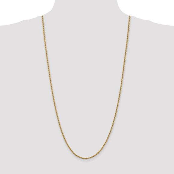 2.5mm, 14k Yellow Gold, Handmade Solid Rope Chain Necklace, 30 Inch - Picture 2 of 8